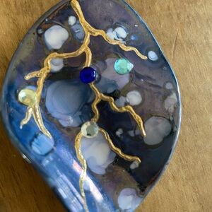 Abstract Blue and Gold Art Piece